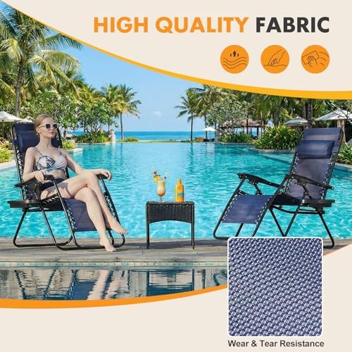 NEWBULIG Zero Gravity Chairs Set of 2, Lounge Chair Folding Portable Adjustab...