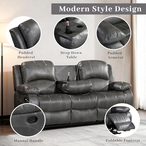Betsy Furniture 3PC Faux Leather Reclining Couch Set, Living Room Furniture S...