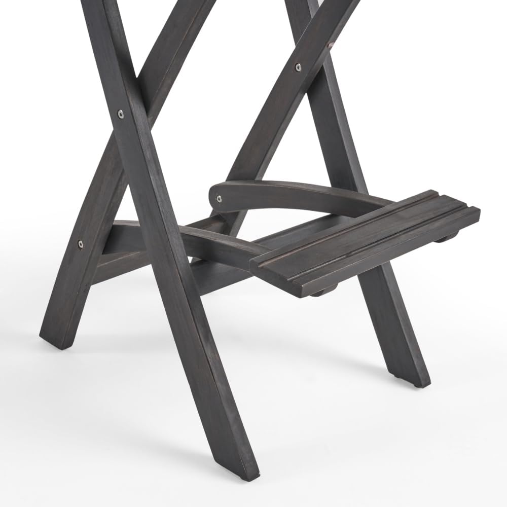 Saiveina 41.75" Outdoor Folding Acacia Wood Barstools with PE Rattan Bac...