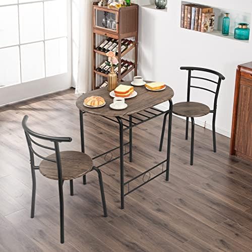 VINGLI 3 Piece Dining Set,Small Kitchen Table Set for 2,Breakfast Table Set f...