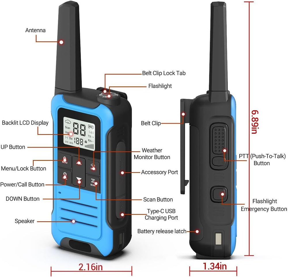 Walkie Talkies Long Range for Adult, 4Pack Rechargeable Baofeng Walkie Talkie...