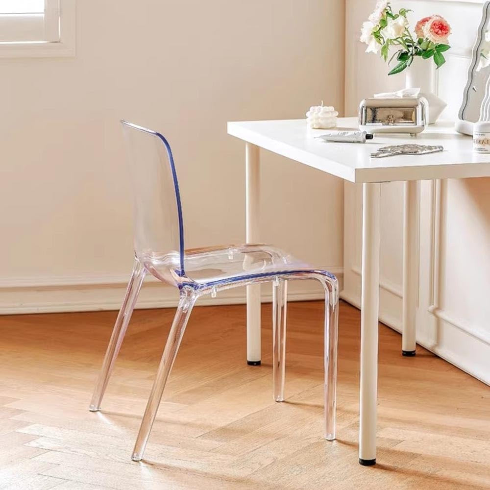 Etlegor Transparent Acrylic Dining Chair, Curved Backrest Kitchen Chairs Ladi...