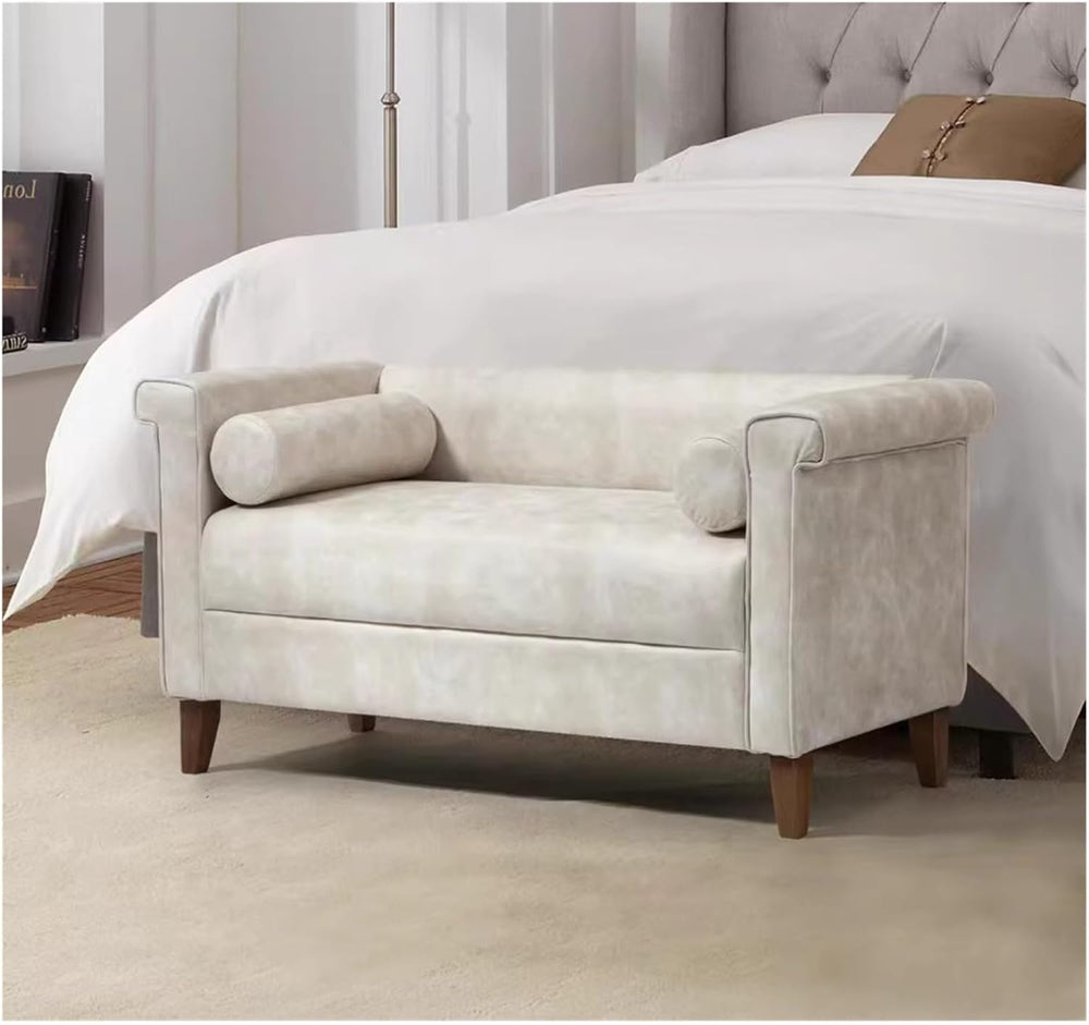Modern Cloth End of Bed Bench for Bedroom,Upholstered Storage Ottoman with Ar...