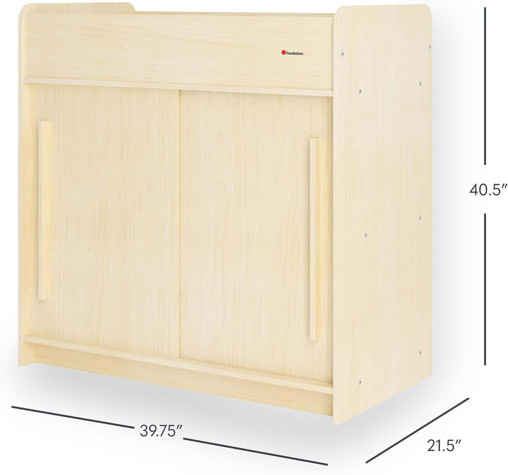 Foundations SafeGlide Daycare Changing Table w/Built-In Shelving, Natural