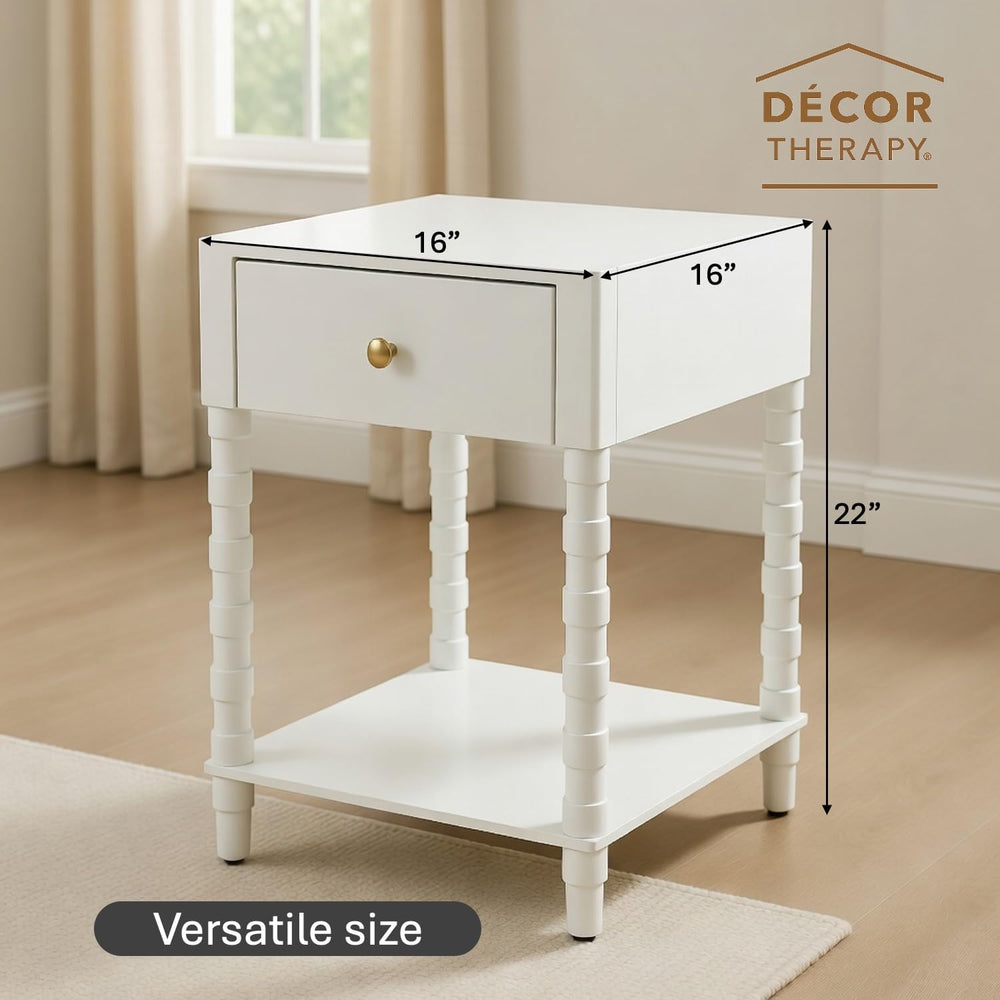 Decor Therapy Sterling Modern Side Table with Storage Drawer, Lower Shelf, Co...