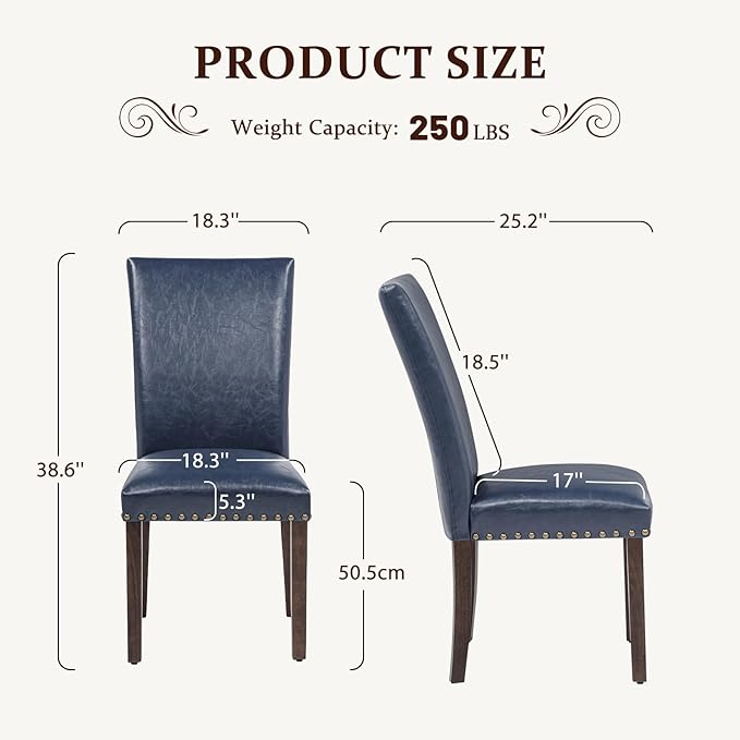 Furniliving Upholstered Dining Chairs Set of 2 - PU Leather Modern Farmhouse ...