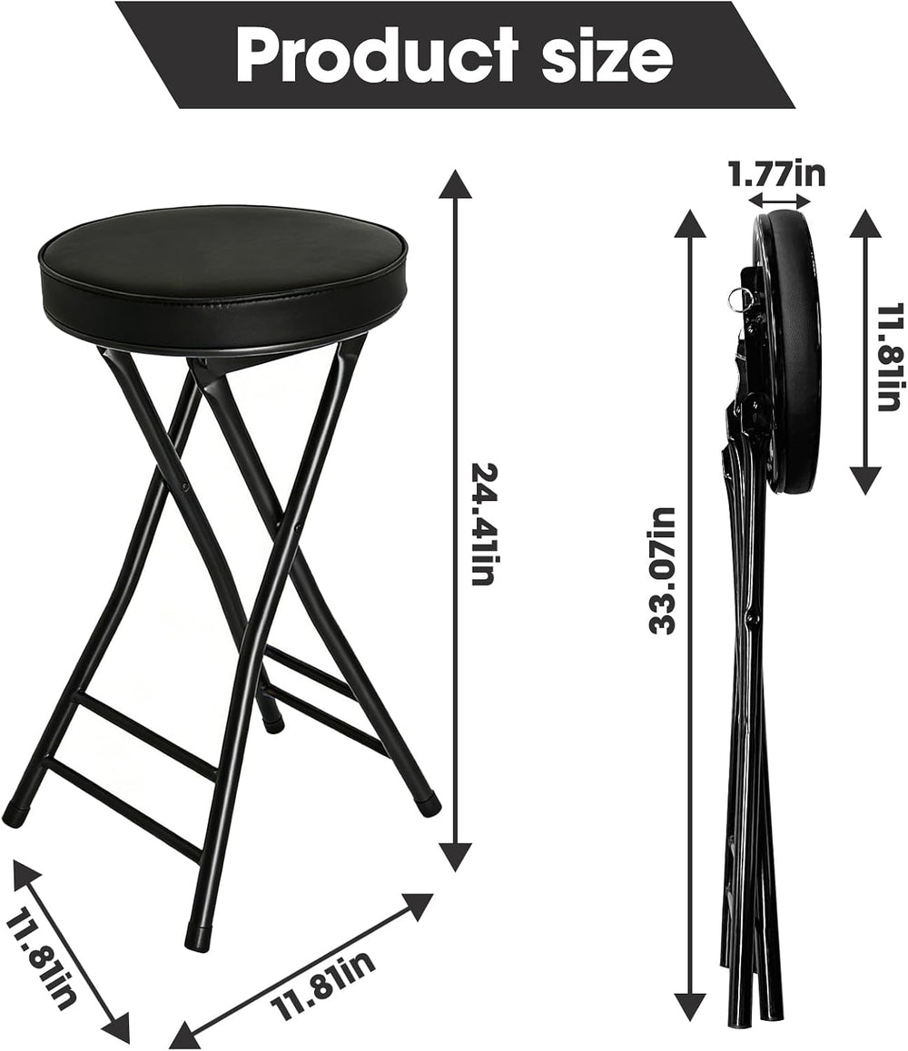 Folding Stool,24 Inch Foldable Portable Height Bar Stools Chair | Adult Tall ...