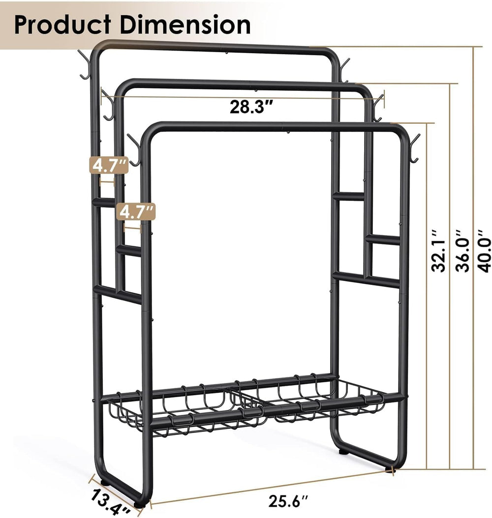 Kayfia 40'' Freestanding 3 Tier Metal Towel Rack, 2 Baskets & 6 H...
