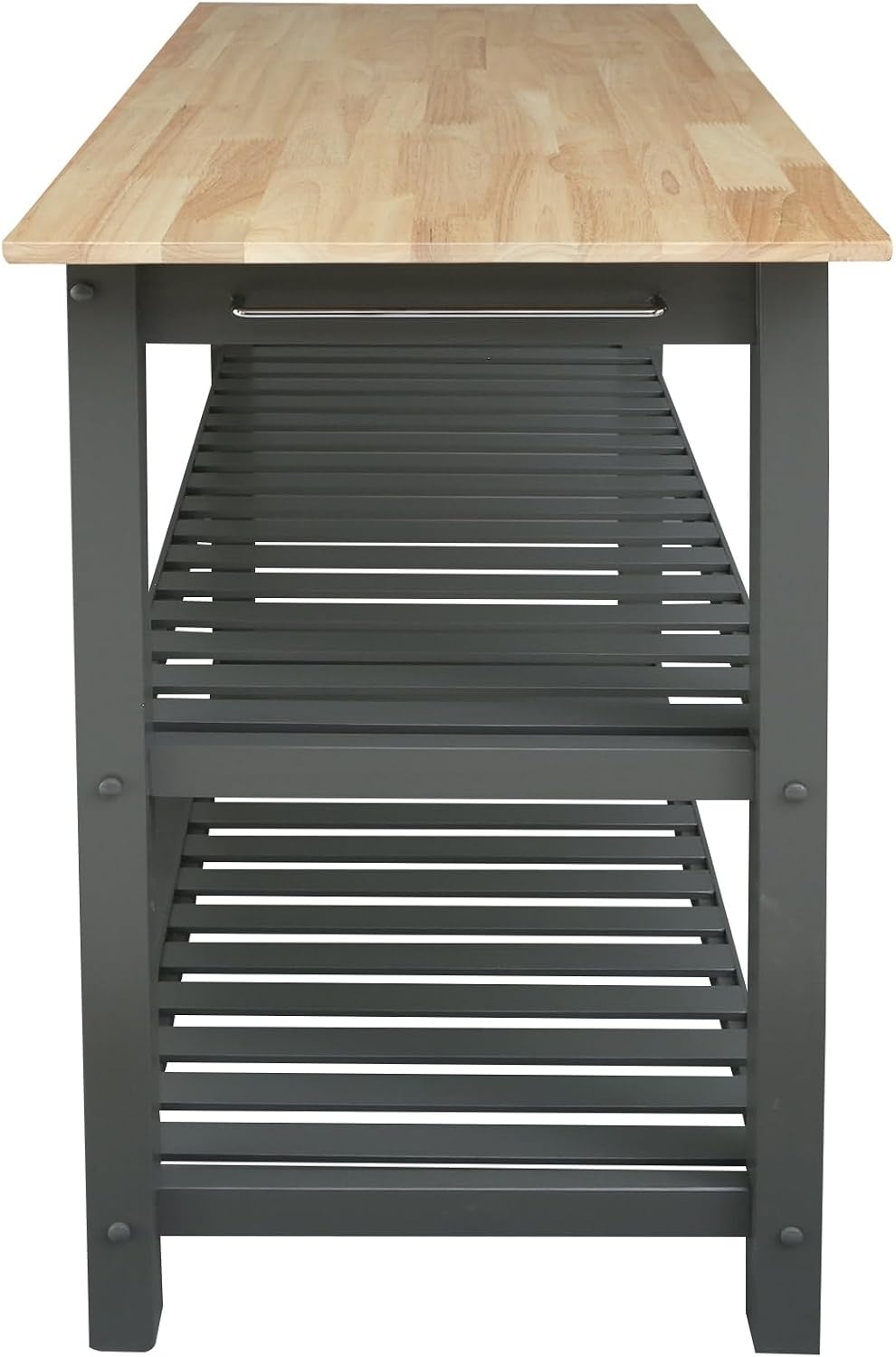 Casual Home Kitchen Island with Solid American Hardwood Top, Slate Gray, 40&q...