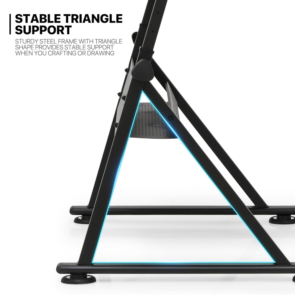 MoNiBloom 39‘’ Adjustable Drafting Table & Stool Set with Storage, Natura...