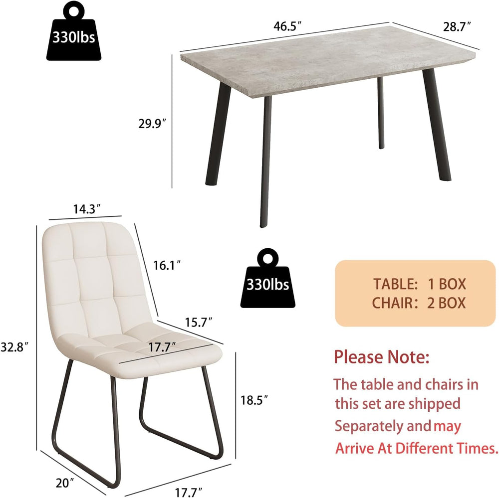 ZckyCine 47.2" Modern Grey Dining Table Set for Small Spaces, 5-Piece Se...
