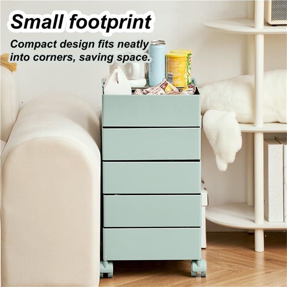 Utility Cart 360° Rotating Bedside Table Side Tables with Storage Drawer and ...