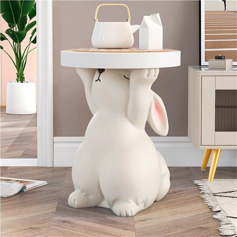 Side Table for Couch, Cute Style Rabbit Shape End Table, Living Room Decor wi...