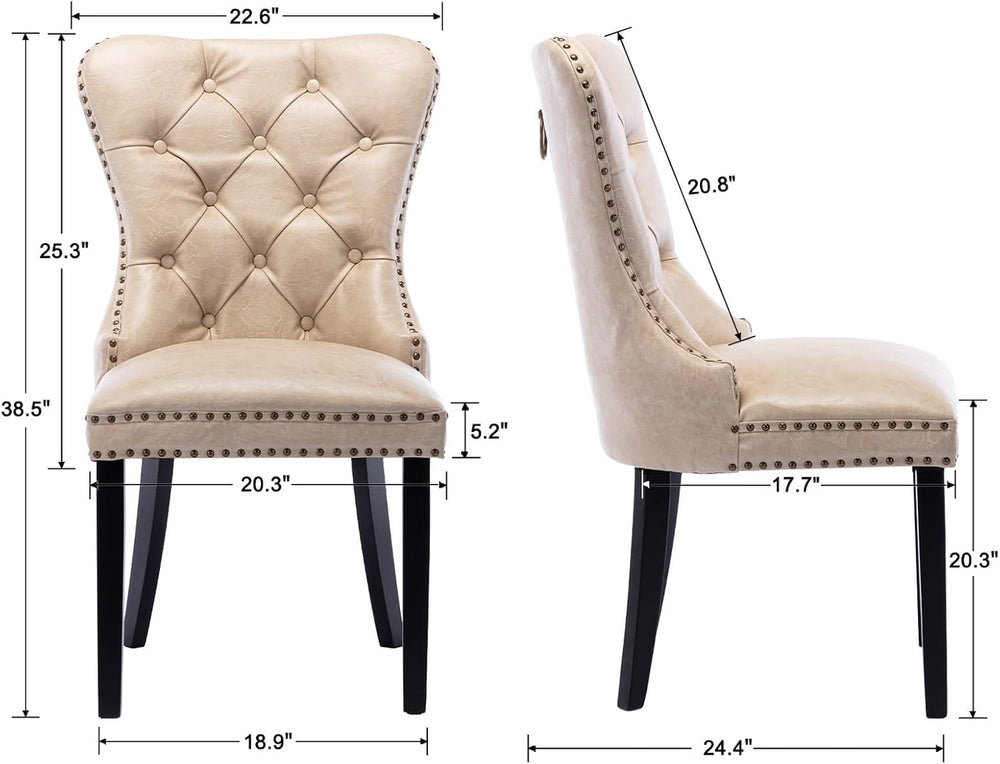 CIMOTA Beige Leather Dining Chairs Set of 8 Mid Century Modern Dining Room Ch...
