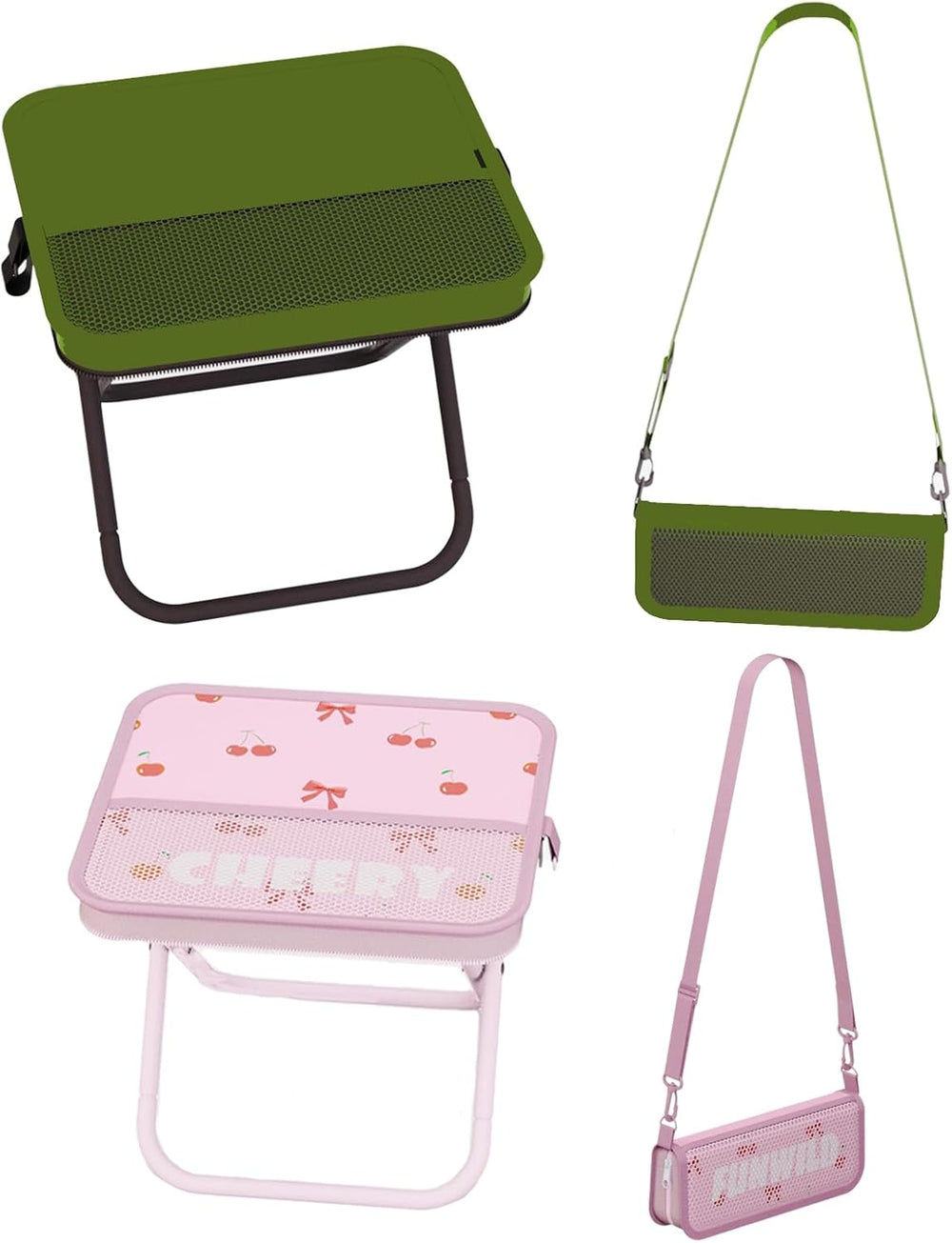 Portable Foldable Camping Stool Chair - Ultralight Travel Stool with Storage ...