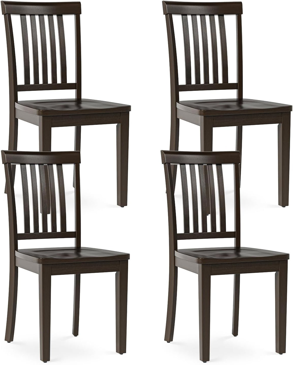 COLAMY Wooden Dining Chairs Set of 4, Spindle High Back Windsor Kitchen Side ...