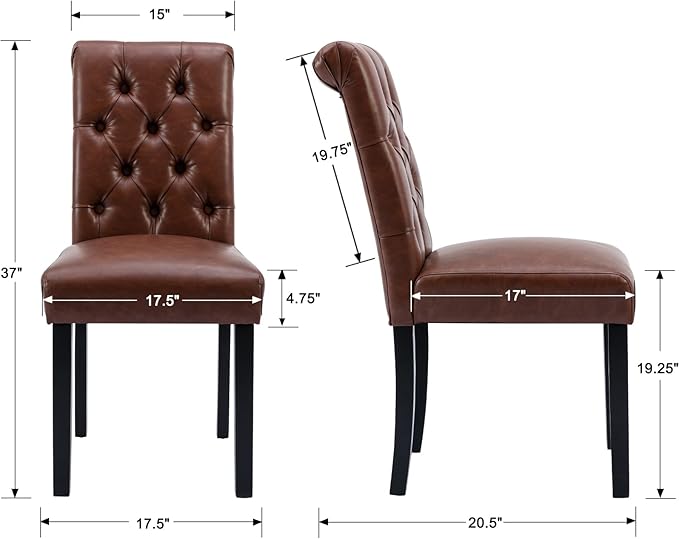 PU Leather Dining Chairs Set of 4 Upholstered Dining Room Chairs Modern Tufte...