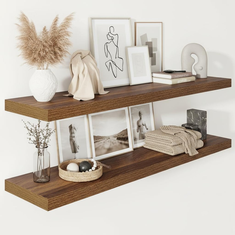 Vivelove Deep Floating Shelves 48x12” Set of 2, Walnut
