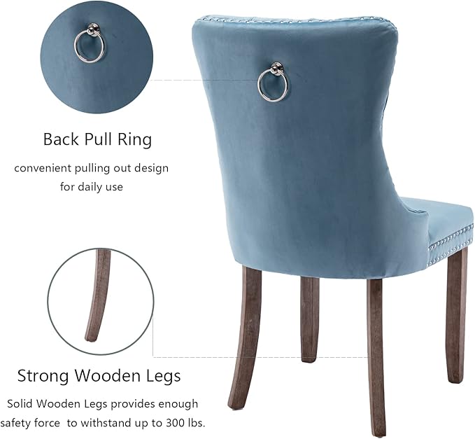Upholstered Dining Chairs Set of 4, Velvet Dining Room Chairs with Back Ring ...