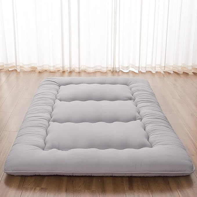 Japanese Floor Mattress, Futon Mattress with Portable Storage Bag and Washabl...