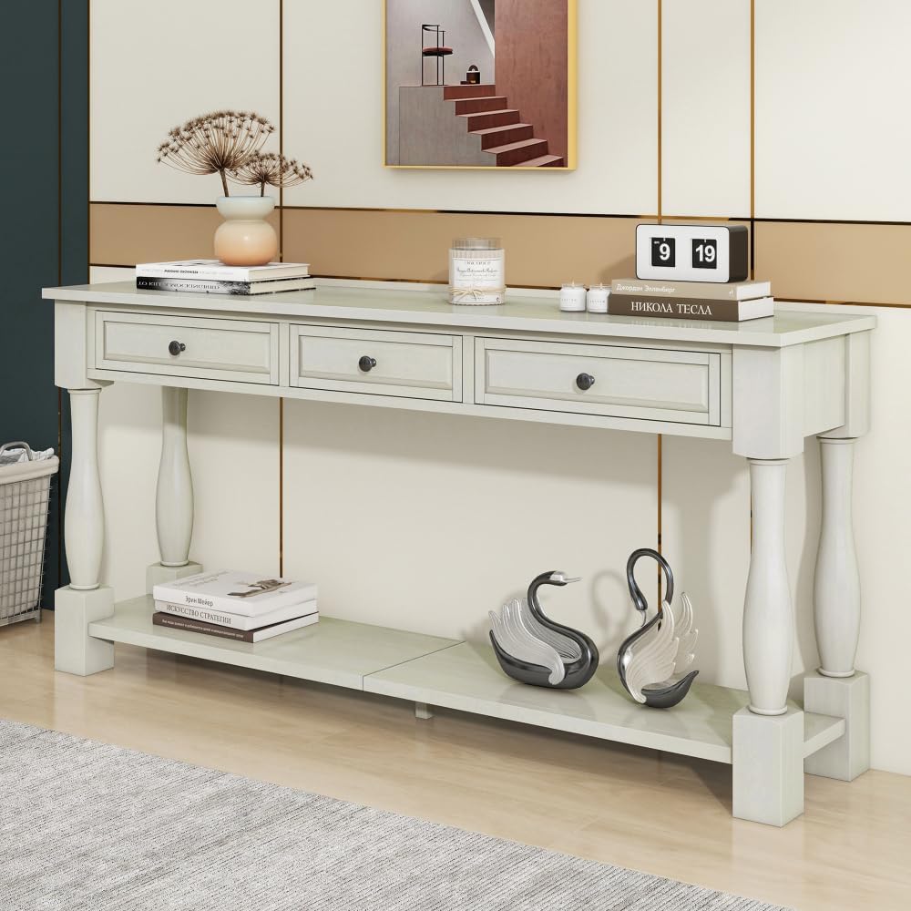 ZOEDO Console Table 63" Long Console Table with Drawers and Shelf for En...