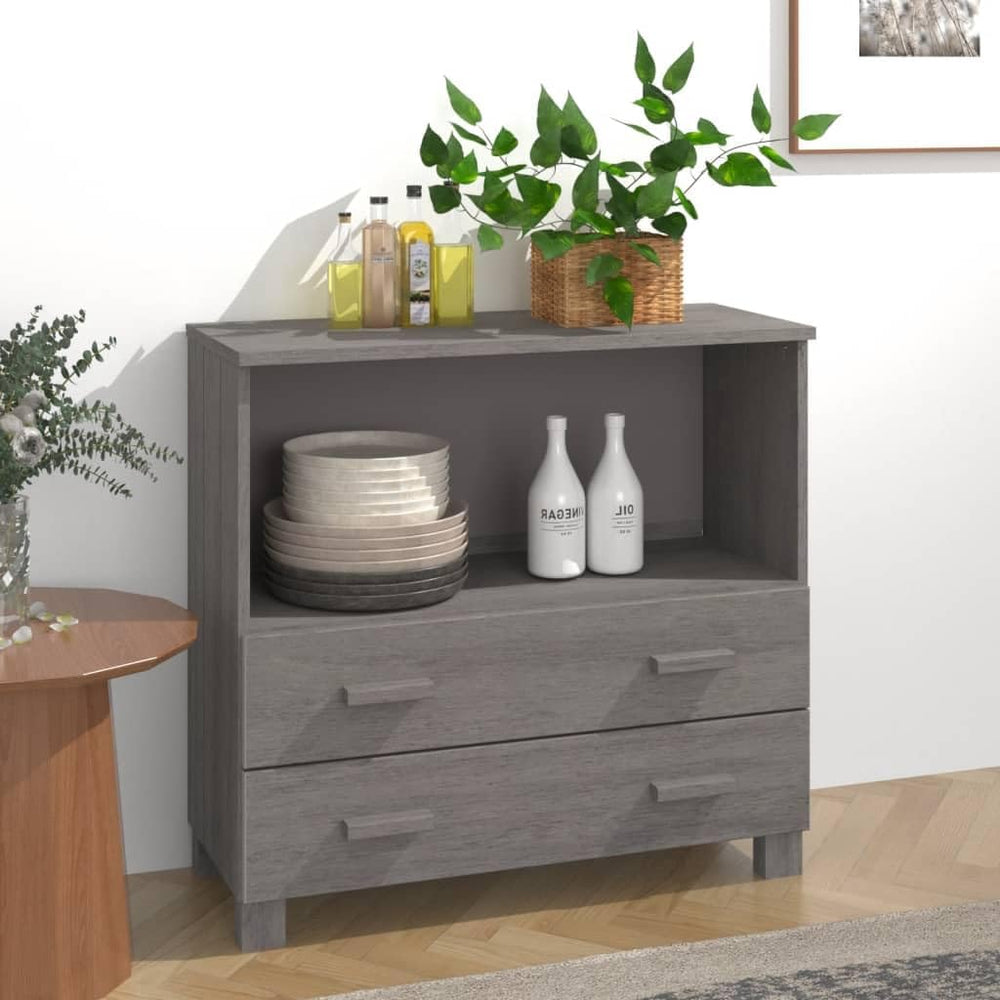 Light Grey Sideboard with Solid Pine Wood and MDF Construction, Modern Storag...