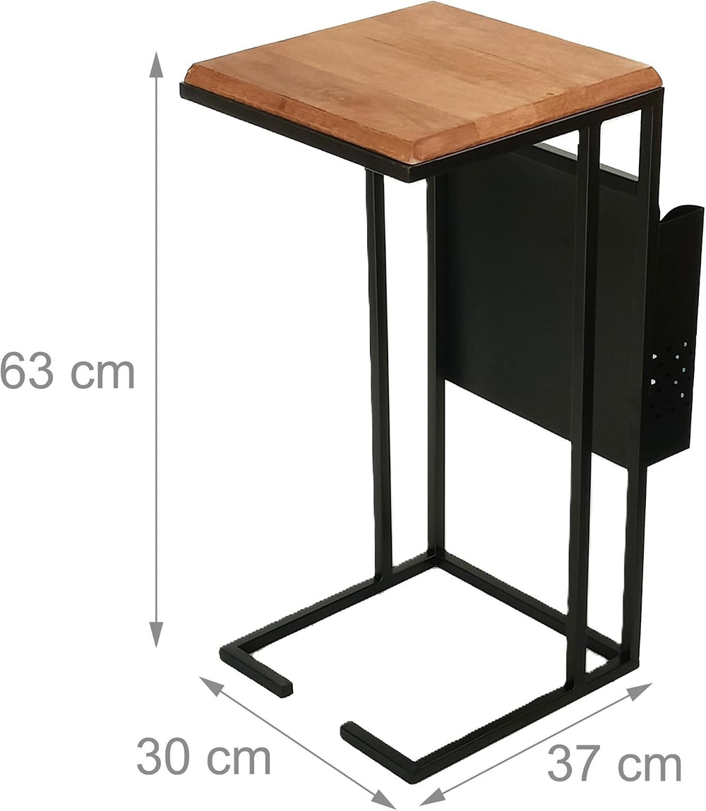 Relaxdays side table with magazine holder, HWD: 63x30x37 cm, wood, metal, C-s...