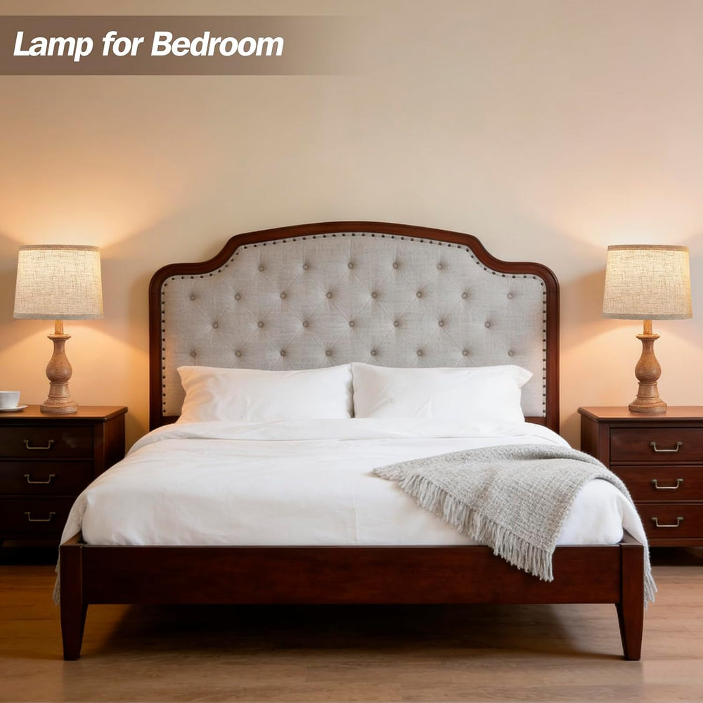 Table Lamps Set of 2, 18.5" Vintage Bedside Lamps for Bedroom Living Room