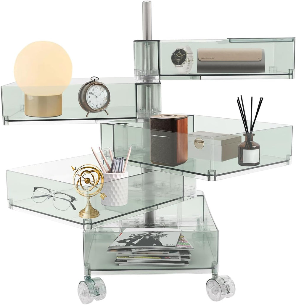 Bacocoo 360° Rotation Storage Cabinet, 5 Storey Movable Bedside Table with 4 ...