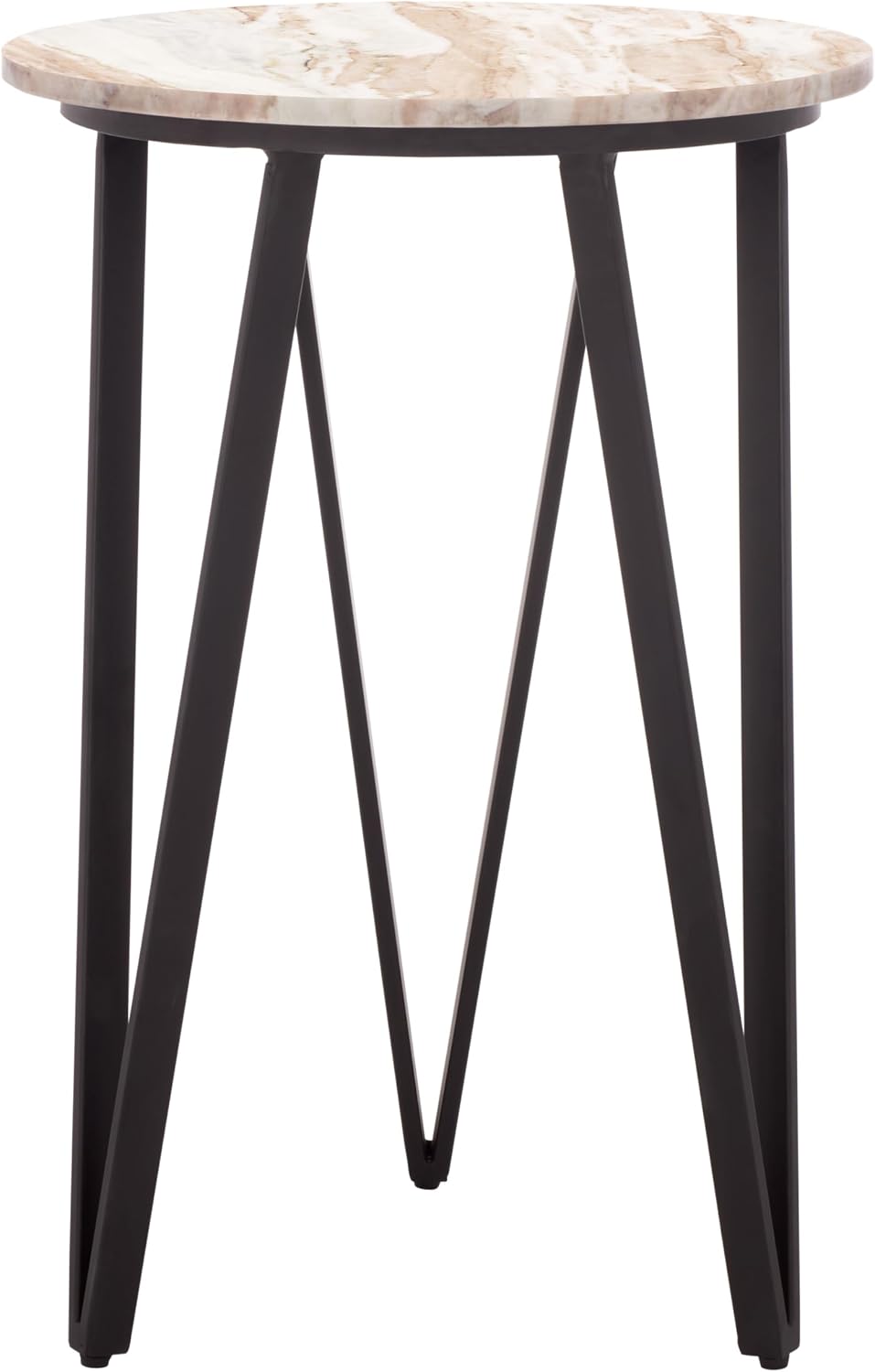 SAFAVIEH Home Collection - Reni Brown Marble & Black Metal Accent Table, ...