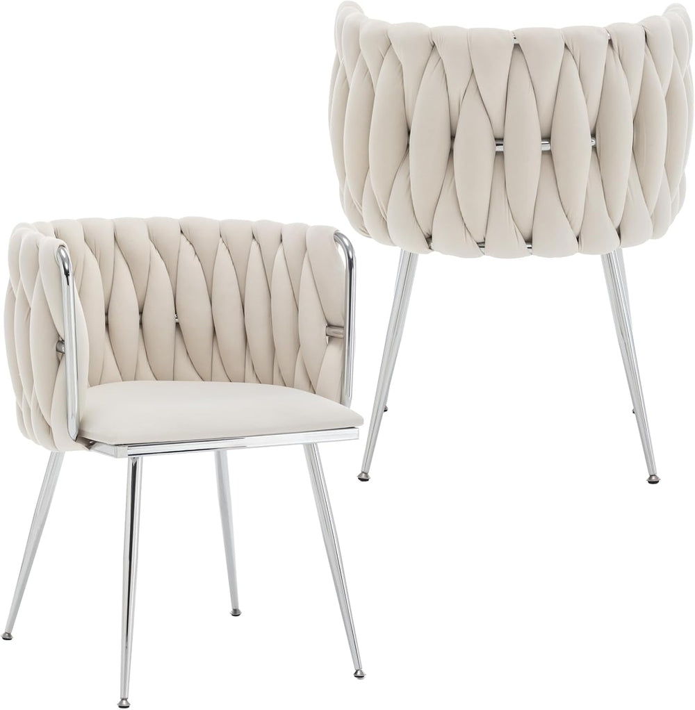 Velvet Dining Chairs Set of 2, Upholstered Dining Room Chairs with Metal Legs...