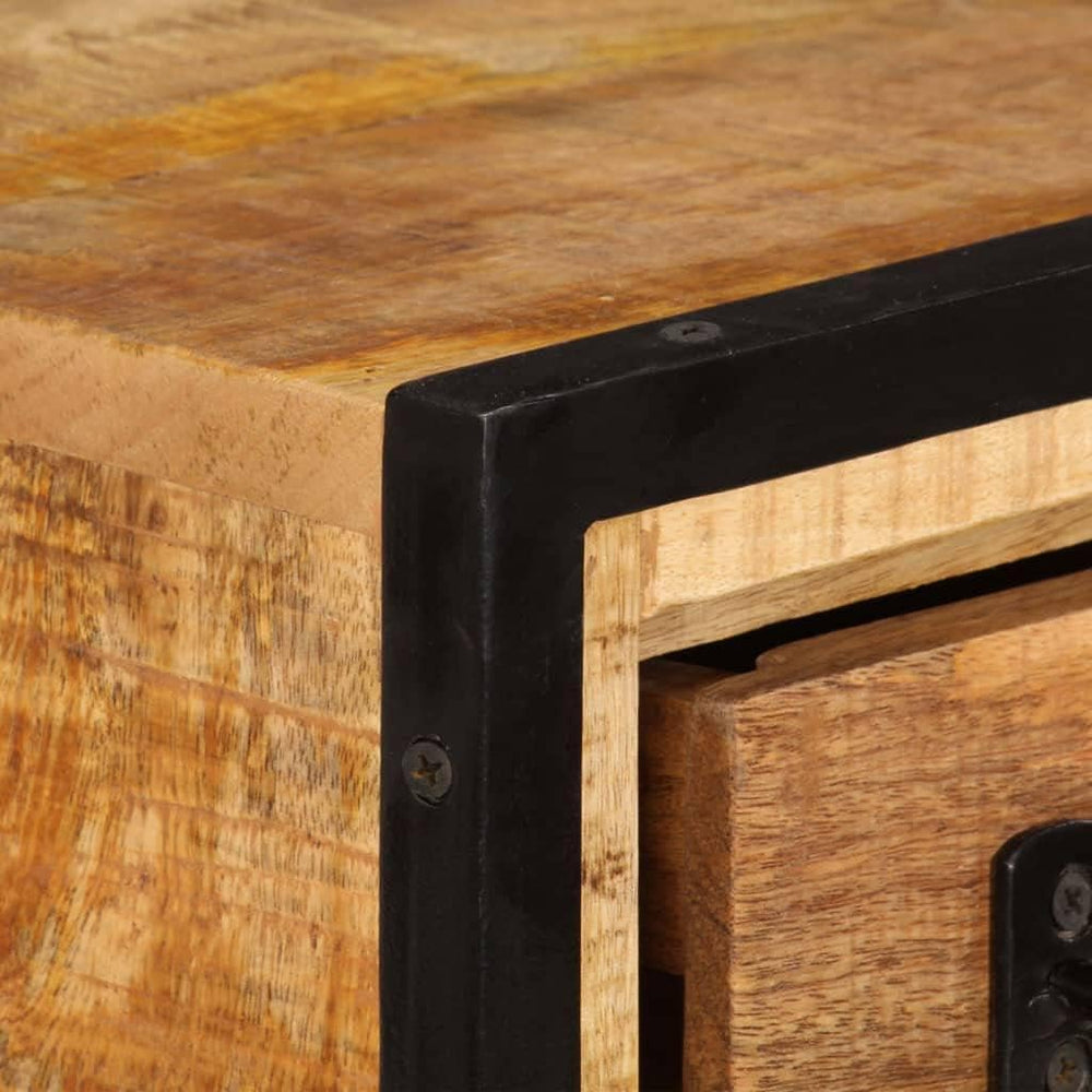 Rustic Solid Mango Wood Sideboard Cabinet 25.6 x 11.8 x 27.6 Inches, Unique G...