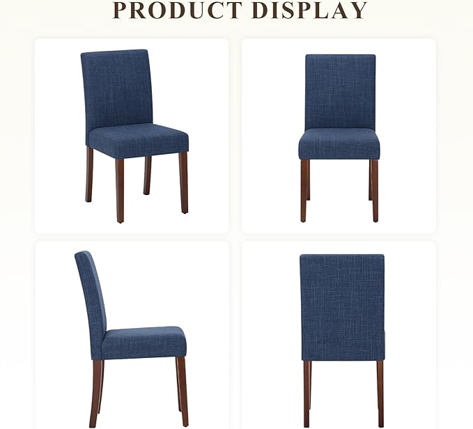 Upholstered Dining Chairs Set of 4, Modern Fabric Dining Room Chair, Wooden D...