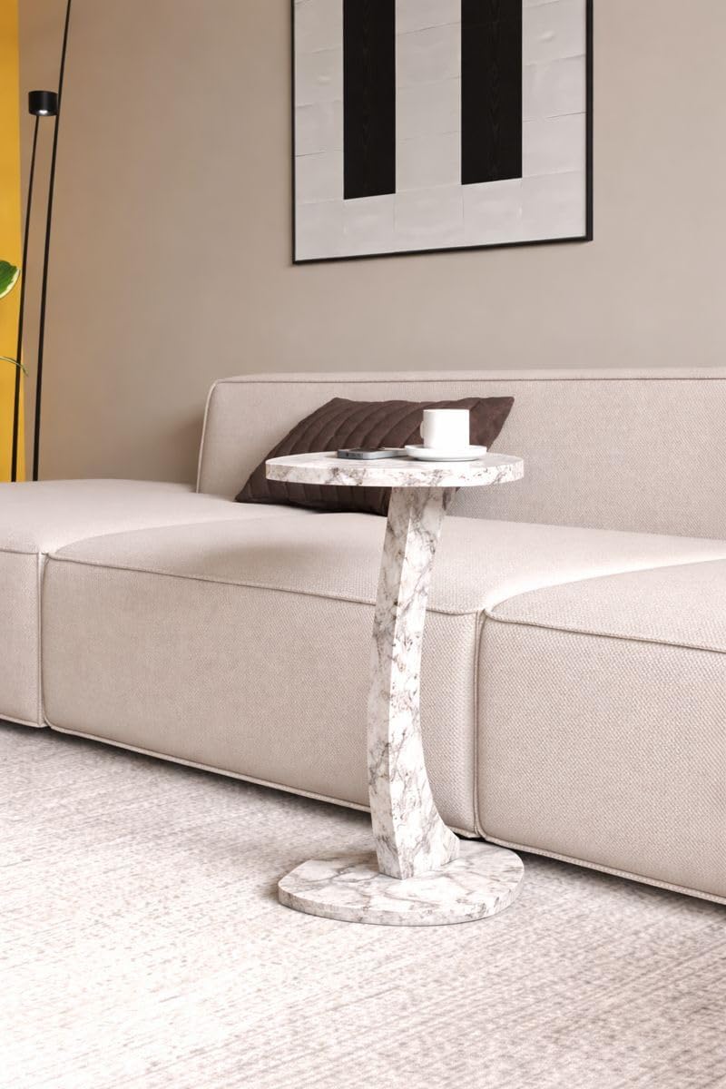 C Shaped Triangular Top Table for Couch Small Places, Space Saver Sheild Top ...