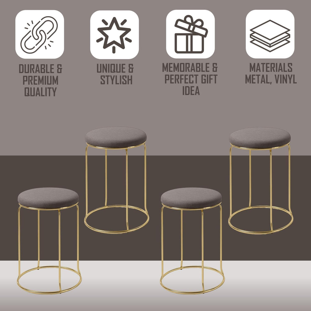 Kings Brand Furniture 4-Pack Stack Stools, Upholstered w/Metal Legs Backless ...