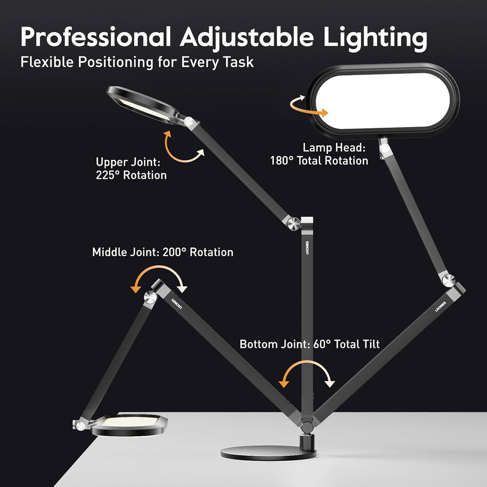 LitONES Premium LED Desk Lamp, Dual-Sided Soft Lighting with Knob Remote