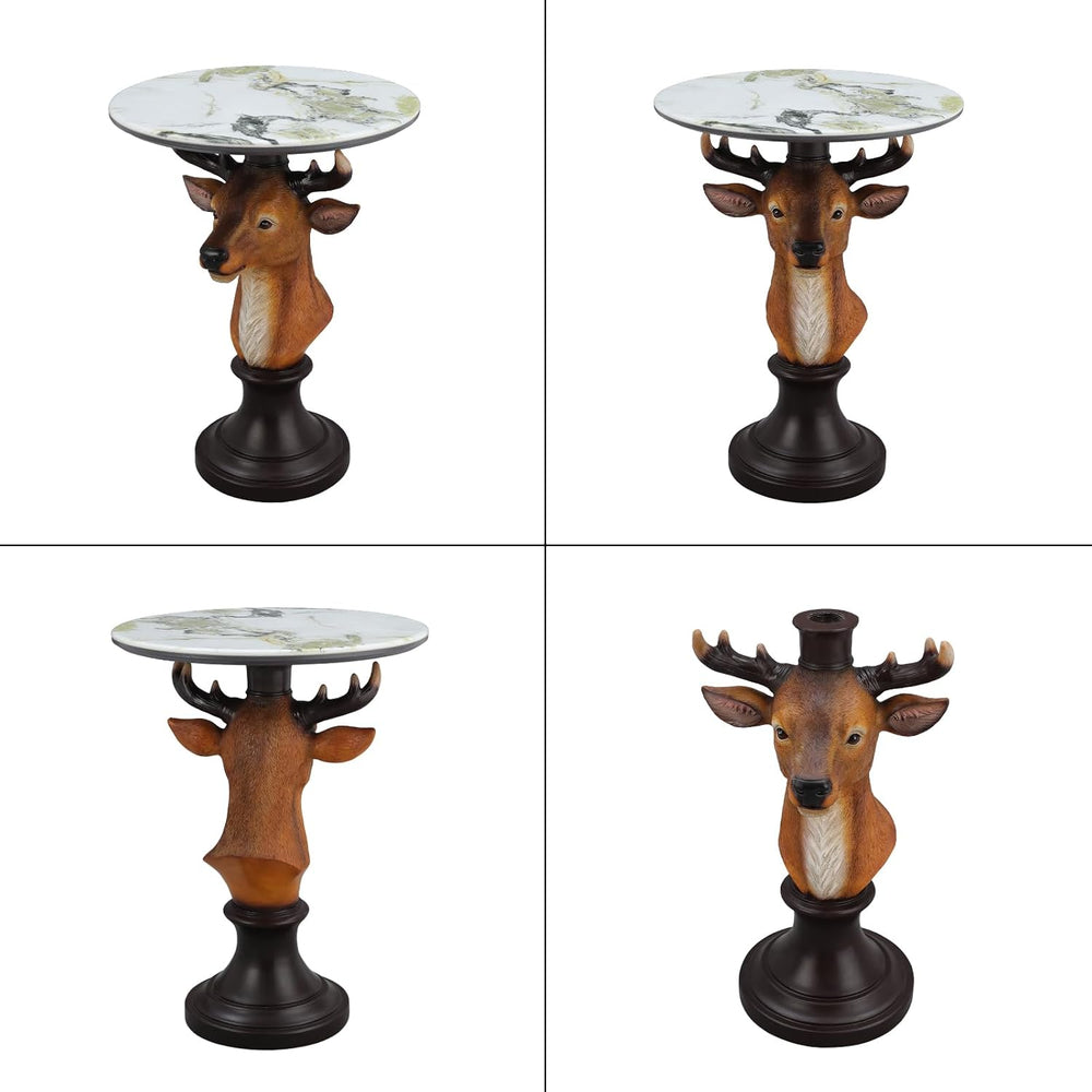 LUMISOL Accent Side Table, Deer Statue End Tables for Home Office, Living Roo...
