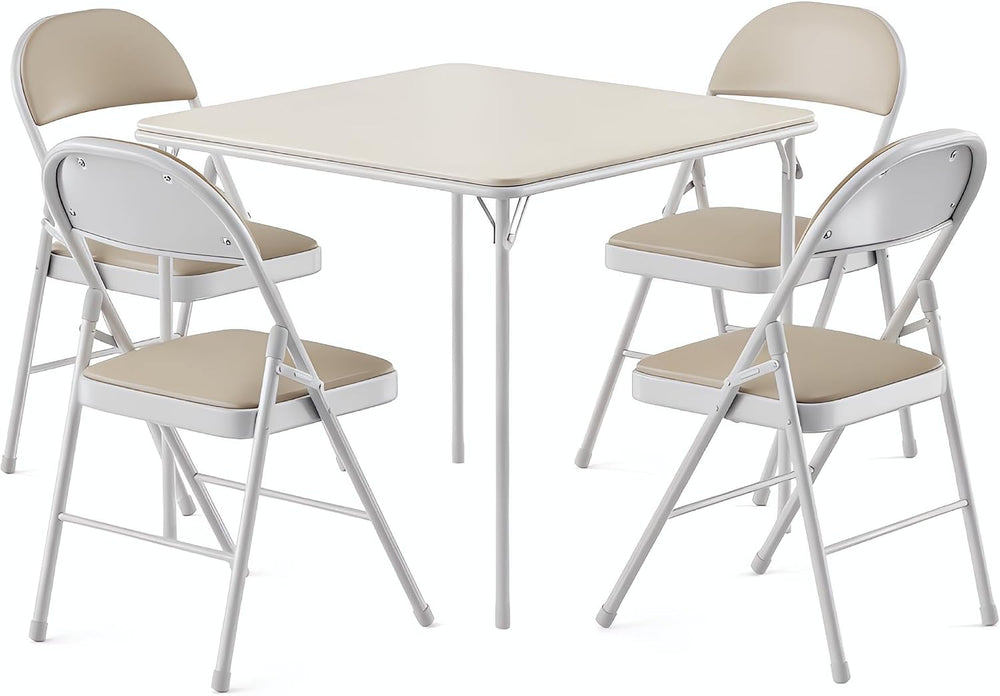 VECELO 5-Piece Folding Card Table Square and Chair Set with Collapsible Legs ...