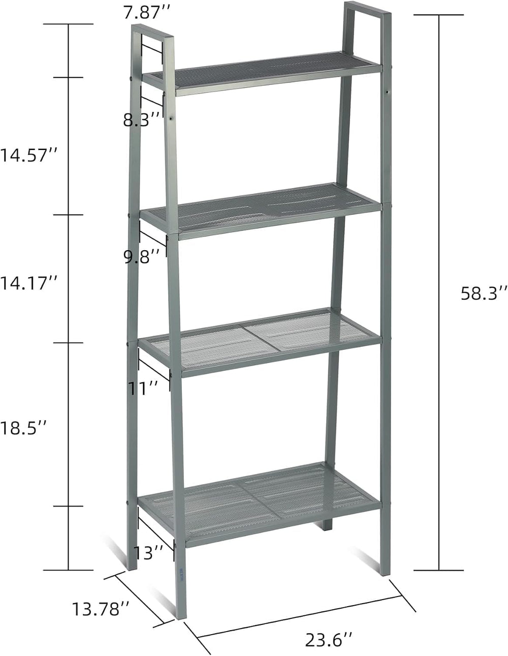 4-Tier Metal Ladder Shelf, Lightweight Bookcase Storage Rack with Open Shelve...