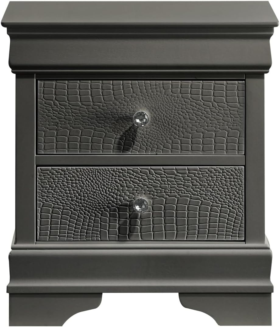 Modern Style 2-Drawer Night Stand Made with Wood in Metallic,for Small Spaces