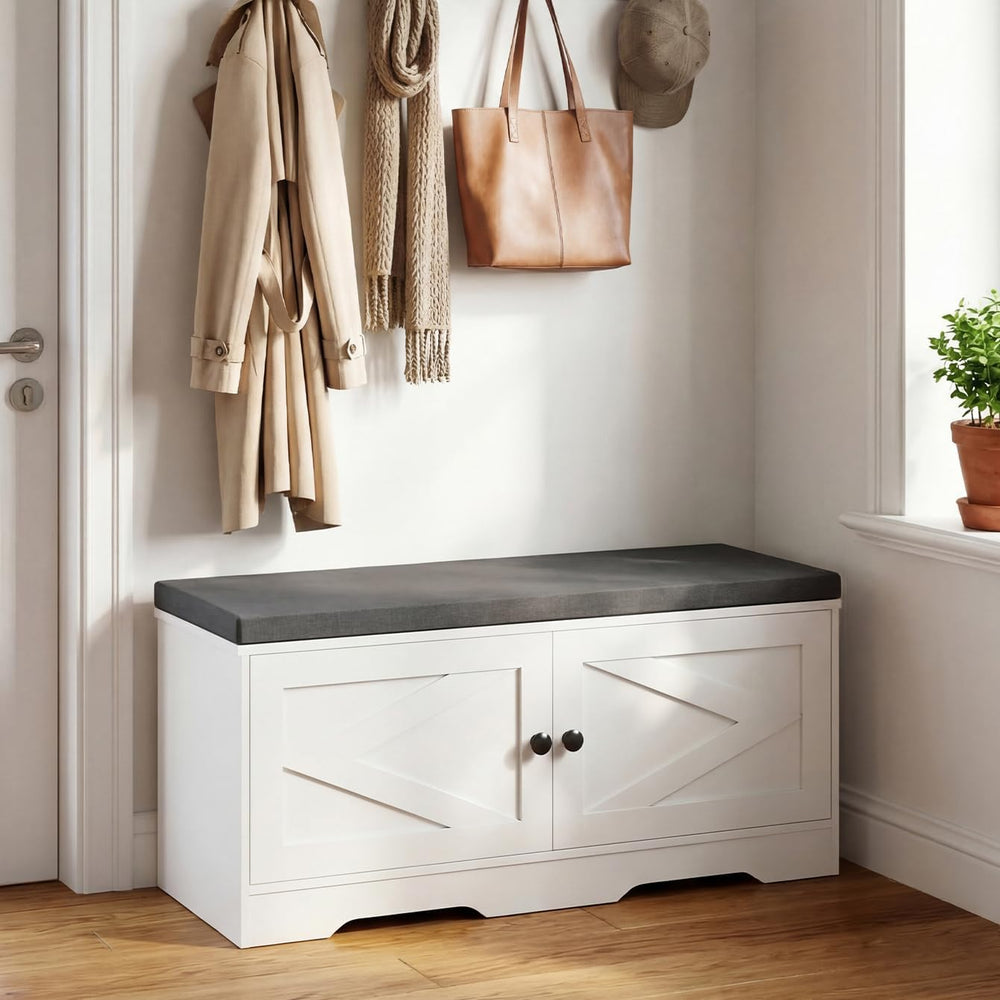 Apicizon Shoe Storage Bench, 2 Tier Entryway Bench with Padded Seat Cushion, ...