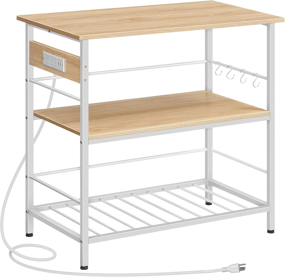 HOOBRO Kitchen Island with Storage, Kitchen Island Table with Power Outlet, 3...