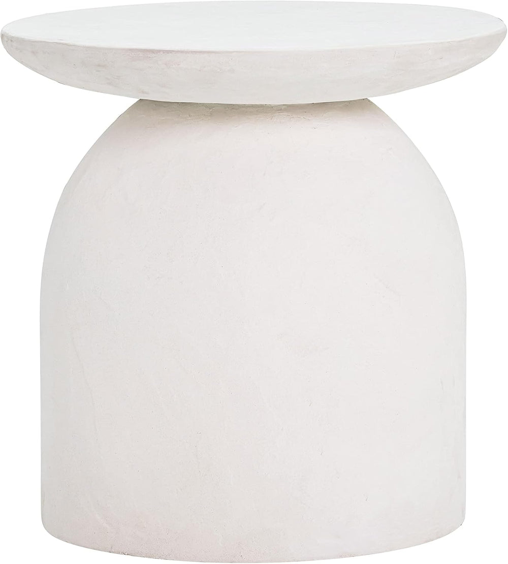 First of a Kind White Concrete Side Table with Smooth Curves - Round Coffee T...