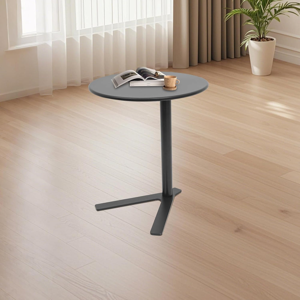 C Shaped End Table, Space Saving Round Sofa Side Tables Couch Table w/ Y-shap...
