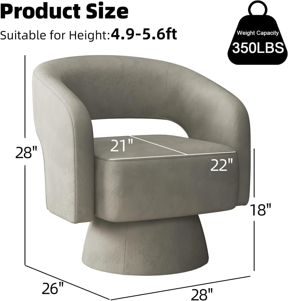 INZOY Swivel Barrel Chair with Velvet Fabric, Swivel Accent Chair with Thicke...