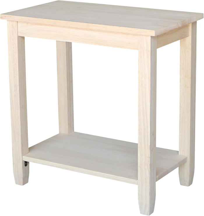 IC International Concepts Solano Solid Wood Accent Table, Unfinished