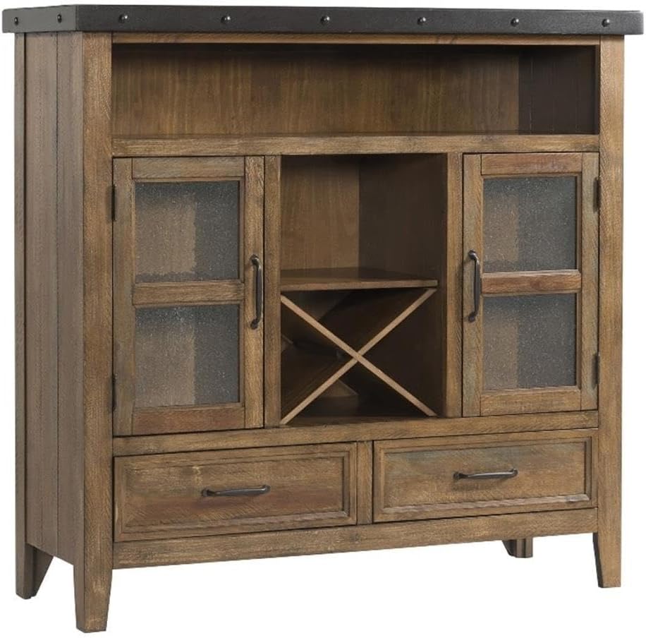 Pemberly Row Traditional Wood Pantry, 55 in, Canyon Brown Finish, Solid Pine ...