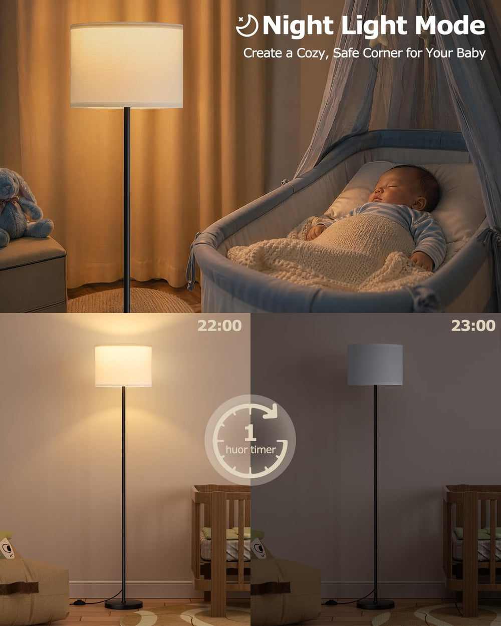 Ambimall Dimmable Floor Lamp with Remote & 9W LED Bulb