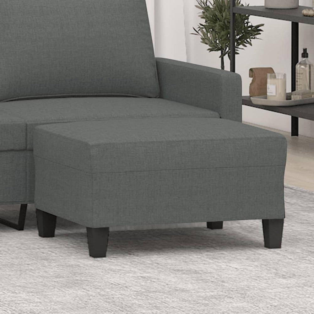 Modern Dark Gray Footstool with Breathable Fabric and Sturdy Plywood Frame, C...