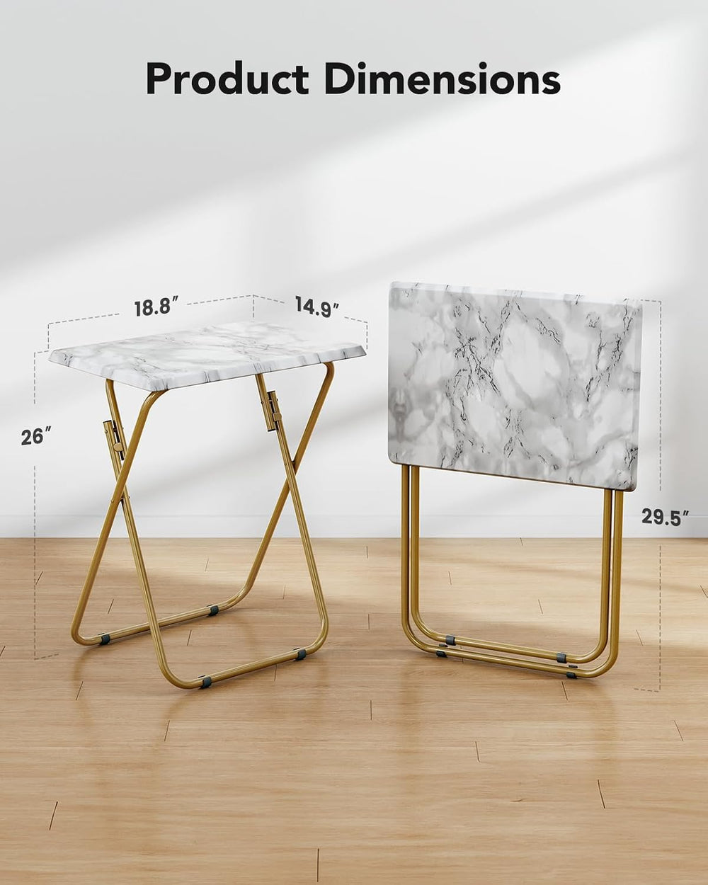 HUANUO Folding TV Tray Table, No Assembly TV Tray with Marble-Look Top | Vers...